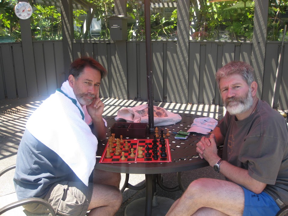 Eric playing chess with Russel
